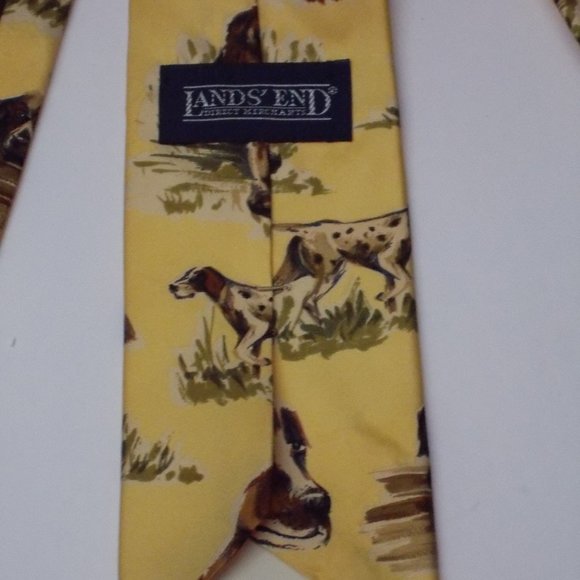 EUC, Pointer Hunting Dog Tie by Land' End From Puppy to Grown 100% Silk - Picture 4 of 6